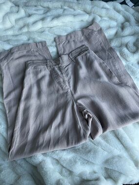 Wilfred Linen Wide Leg Pants Blush Beige High Rise Aritzia Trousers Size 0